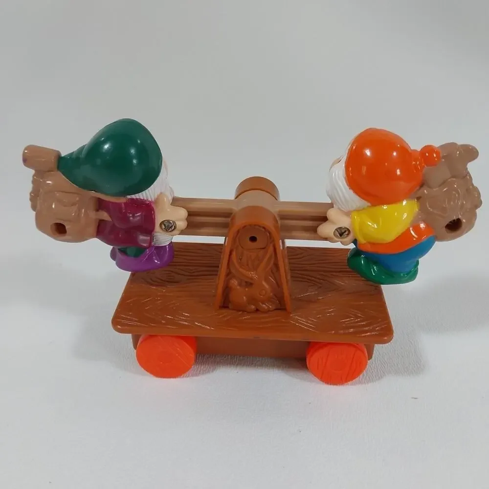 Disney‎ Toy Snow White 1992 Happy Meal Happy & Grumpy On Up & Down Handcar T4